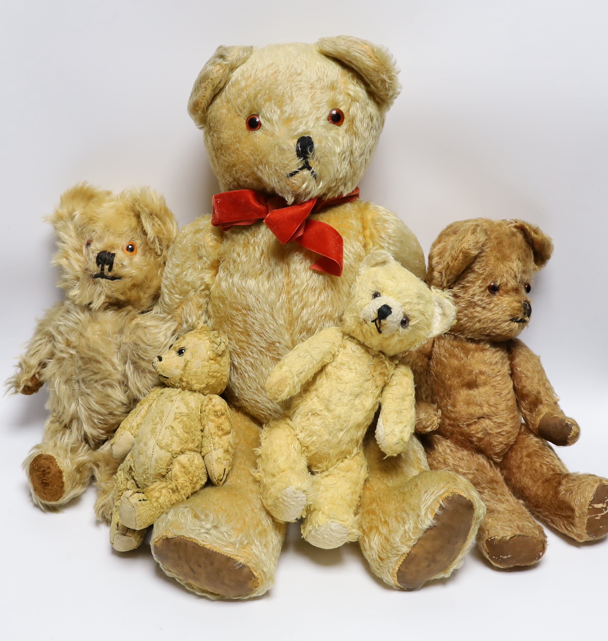 A Terry's bear, c.1930's, 66cm, together with four small bears, in good original condition (5)